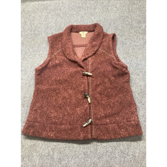 Vintage Woolrich Rust Fleece Vest Size Women's Size Medium Wooden Toggle Button - Picture 1 of 10